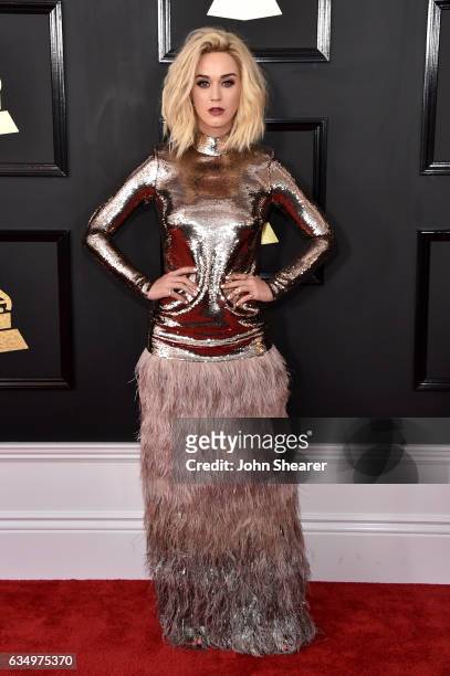 Recording artist Katy Perry attends The 59th GRAMMY Awards at STAPLES Center on February 12, 2017 in Los Angeles, California.