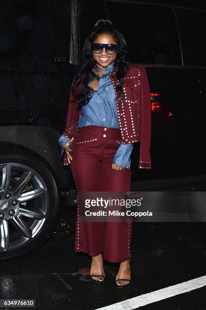 Reginae Carter arrives for the Prabal Gurung fashion show during New York Fashion Week: The Shows on February 12, 2017 in New York City.