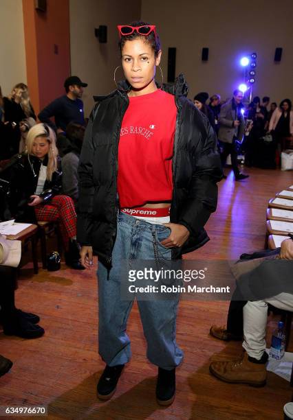 Aluna Francis of AlunaGeorge attends Vaquera during New York Fashion Week on February 12, 2017 in New York City.