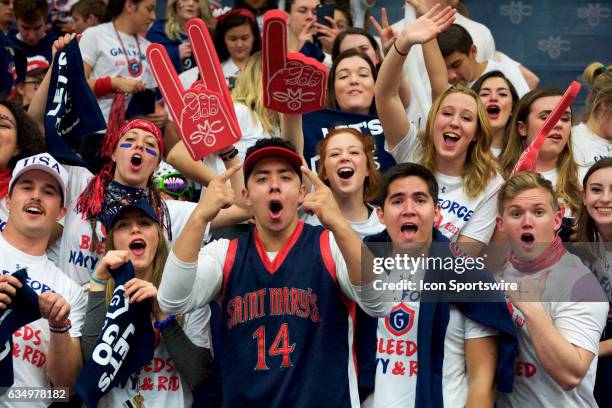 Saint Mary's fans preparing for the Gaels' basketball game against top-ranked Gonzaga Bulldogs on February 11 at McKeon Pavilion, Moraga, CA.