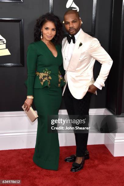 Tammy Collins and musician Kirk Franklin attend The 59th GRAMMY Awards at STAPLES Center on February 12, 2017 in Los Angeles, California.