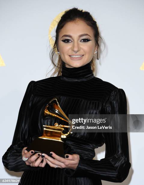 Singer Daya poses in the press room at the 59th GRAMMY Awards at Staples Center on February 12, 2017 in Los Angeles, California.