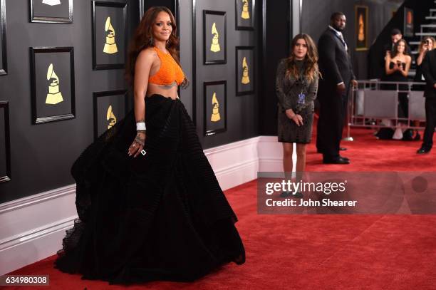 Recording artist Rihanna attends The 59th GRAMMY Awards at STAPLES Center on February 12, 2017 in Los Angeles, California.