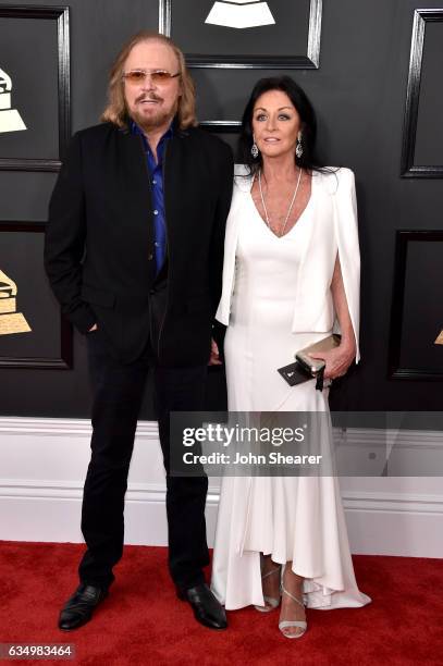 Singer-songwriter Barry Gibb and Linda Gibb attend The 59th GRAMMY Awards at STAPLES Center on February 12, 2017 in Los Angeles, California.