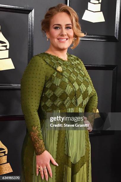 Singer Adele attends The 59th GRAMMY Awards at STAPLES Center on February 12, 2017 in Los Angeles, California.