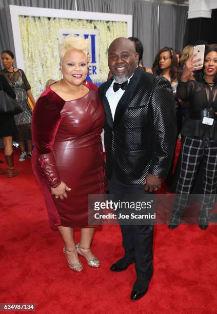 Recording artist Tamela Mann and actor David Mann attend The 59th Annual GRAMMY Awards at STAPLES Center on February 12, 2017 in Los Angeles,...