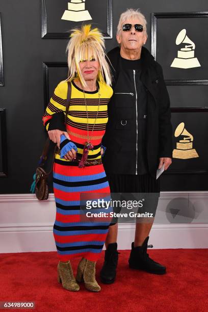 Designer Betsey Johnson and musician John Cale attend The 59th GRAMMY Awards at STAPLES Center on February 12, 2017 in Los Angeles, California.