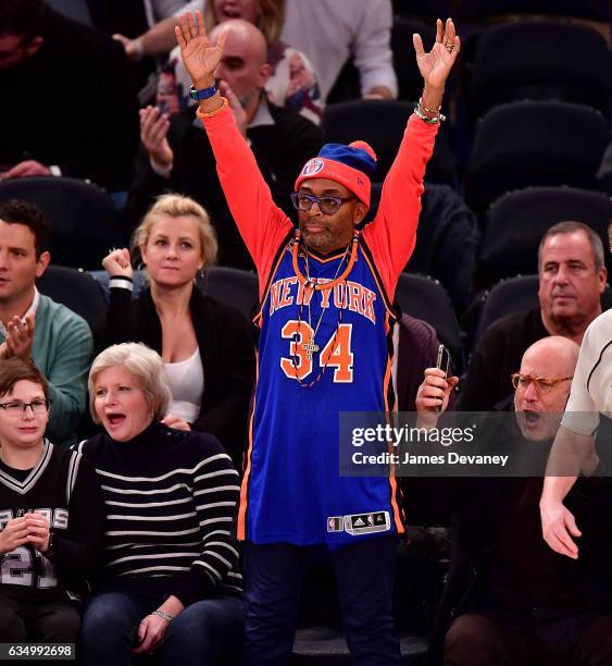 Spike Lee attends the San Antonio Spurs Vs. New York Knicks game at Madison Square Garden on February 12, 2017 in New York City.