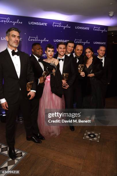 Daniel Mulloy, Afolabi Kuti, Arta Dobroshi, Shpat Deda, Scott O'Donnell amd guests attend the "La La Land" BAFTA after party hosted by Lionsgate at...