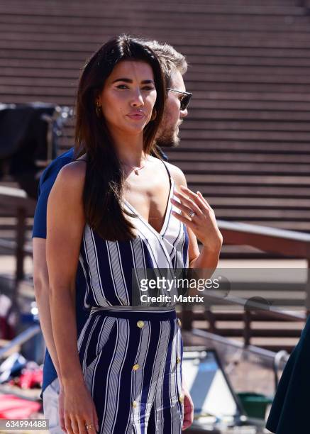 Jacqueline MacInnes Wood filming Bold and the Beautiful on February 13, 2017 in Sydney, Australia.