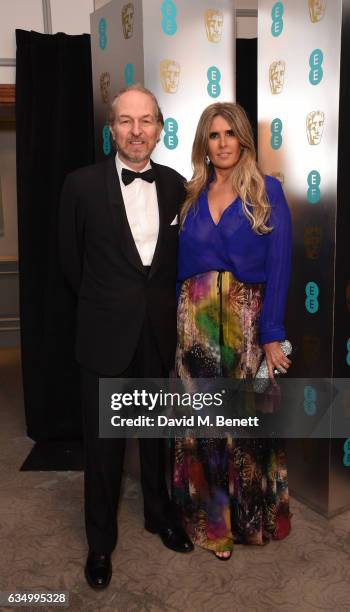 Tiziana Rocca and guest attend the official After Party Dinner for the EE British Academy Film Awards at Grosvenor House on February 12, 2017 in...