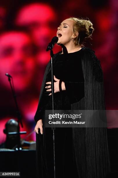 Adele performs onstage during The 59th GRAMMY Awards at STAPLES Center on February 12, 2017 in Los Angeles, California.