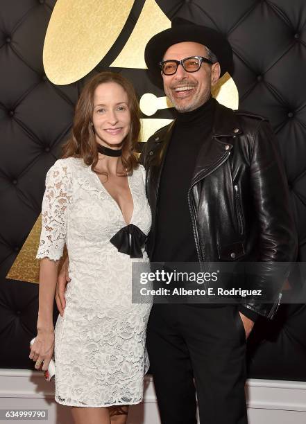Actor Jeff Goldblum and his wife, Emilie Livingston attend The 59th GRAMMY Awards at STAPLES Center on February 12, 2017 in Los Angeles, California.