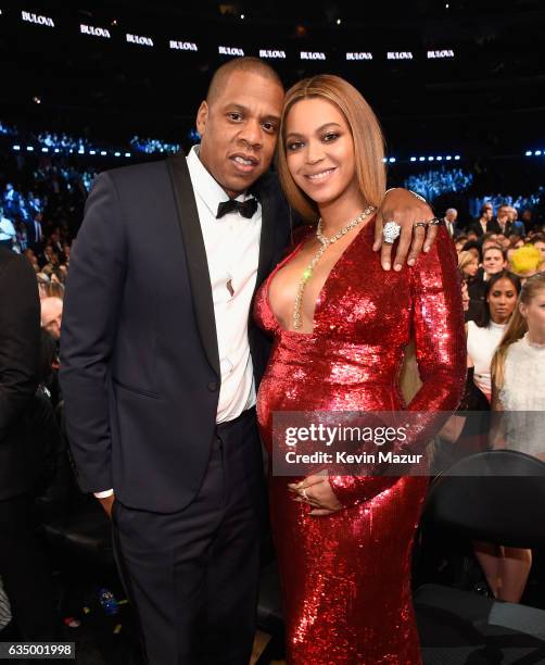 Jay Z and Beyonce during The 59th GRAMMY Awards at STAPLES Center on February 12, 2017 in Los Angeles, California.