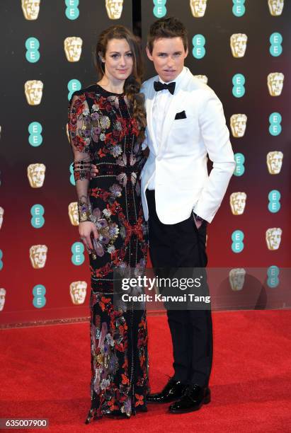 Hannah Bagshawe and Eddie Redmayne attend the 70th EE British Academy Film Awards at the Royal Albert Hall on February 12, 2017 in London, England.