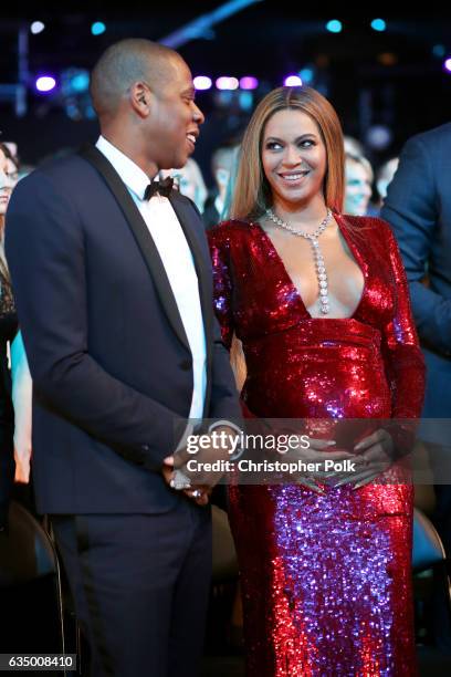 Hip Hop Artist Jay-Z and singer Beyonce during The 59th GRAMMY Awards at STAPLES Center on February 12, 2017 in Los Angeles, California.