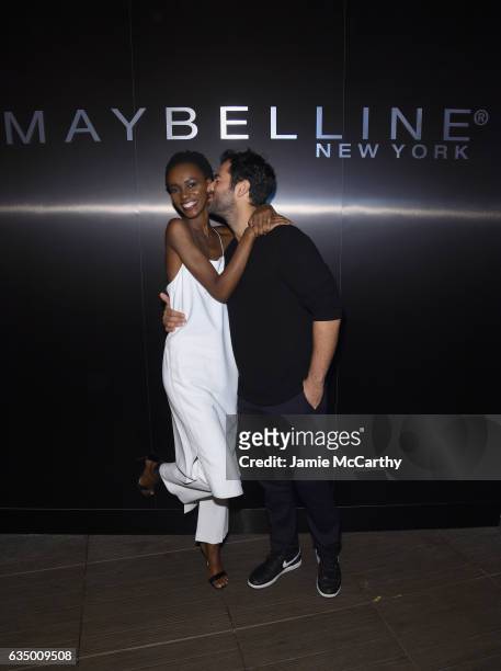 Model Herieth Paul and designer Jonathan Simkhai attend Maybelline NYFW Welcome Party at PHD Terrace at Dream Midtown on February 12, 2017 in New...