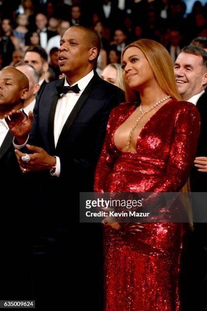 Jay Z and Beyonce during The 59th GRAMMY Awards at STAPLES Center on February 12, 2017 in Los Angeles, California.
