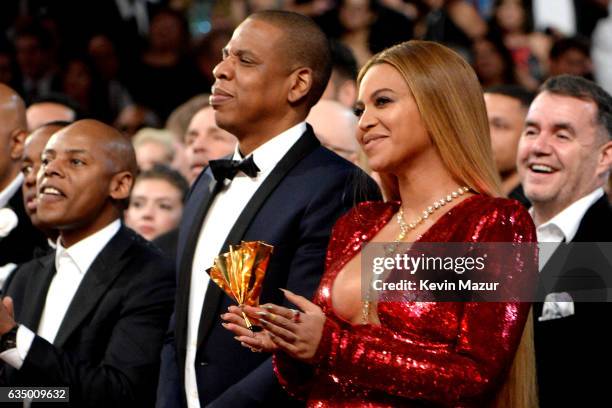 Jay Z and Beyonce during The 59th GRAMMY Awards at STAPLES Center on February 12, 2017 in Los Angeles, California.