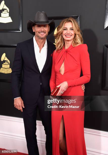 Recording artists Tim McGraw and Faith Hill attends The 59th GRAMMY Awards at STAPLES Center on February 12, 2017 in Los Angeles, California.