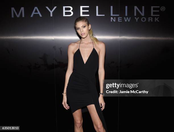 Model Devon Windsor attends Maybelline New York celebrates Fashion Week at PHD Terrace at Dream Midtown on February 12, 2017 in New York City.