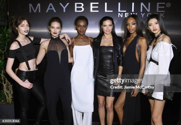 Kemp Muhl, Emily DiDonato, Herieth Paul, Adriana Lima, Jourdan Dunn, and I-Hua Wu attend Maybelline New York celebrates Fashion Week at PHD Terrace...