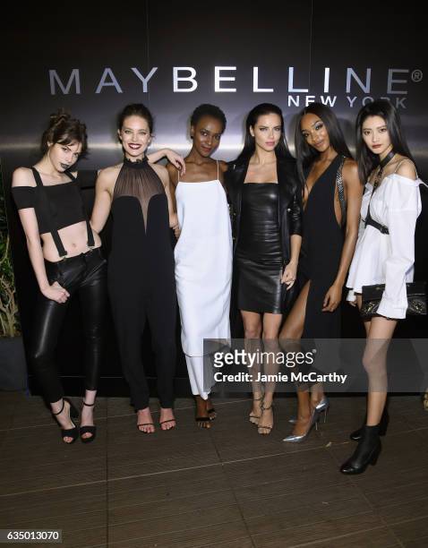 Kemp Muhl, Emily DiDonato, Herieth Paul, Adriana Lima, Jourdan Dunn, and I-Hua Wu attend Maybelline New York celebrates Fashion Week at PHD Terrace...