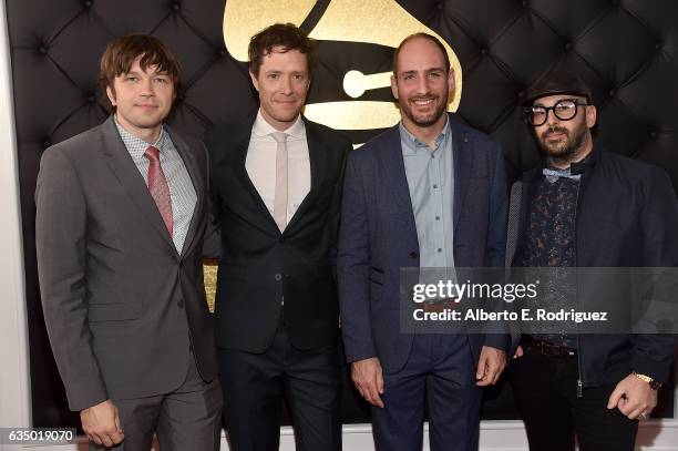 Andy Ross, Damian Kulash, Dan Konopka and Tim Nordwind of the band OK Go attend The 59th GRAMMY Awards at STAPLES Center on February 12, 2017 in Los...