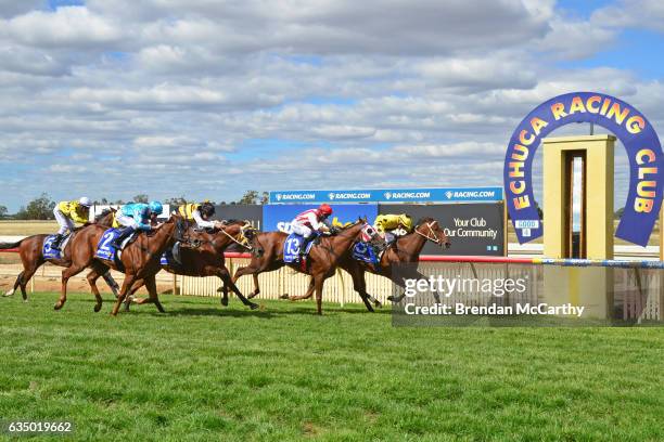 Big Spender ridden by Linda Meech wins Echuca Newsagency BM58 Handicap at Echuca Racecourse on February 13, 2017 in Echuca, Australia.