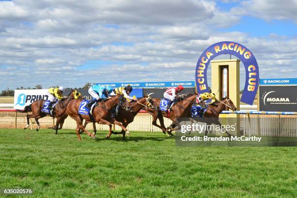 Big Spender ridden by Linda Meech wins Echuca Newsagency BM58 Handicap at Echuca Racecourse on February 13, 2017 in Echuca, Australia.