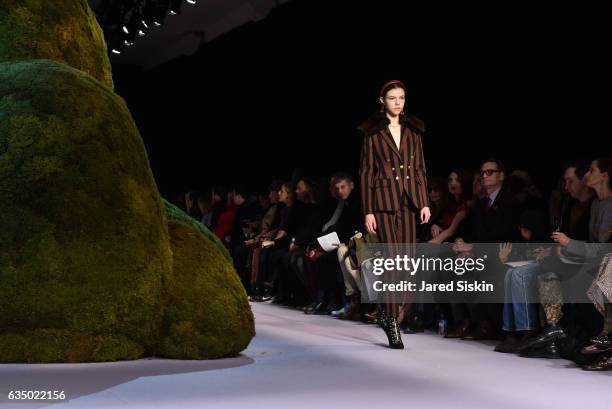 Model walks the runway at the Altuzarra Runway Show during New York Fashion Week at Spring Studios on February 12, 2017 in New York City.