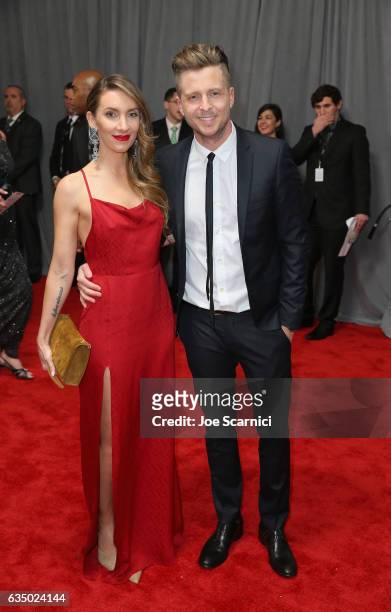 Musician Ryan Tedder and Genevieve Tedder at The 59th Annual GRAMMY Awards at STAPLES Center on February 12, 2017 in Los Angeles, California.