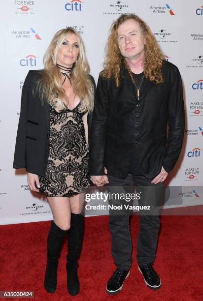 Pamela Anne Casselberry and musician Dave Mustaine arrive at Universal Music Group 2017 Grammy after party presented by American Airlines and Citi at...