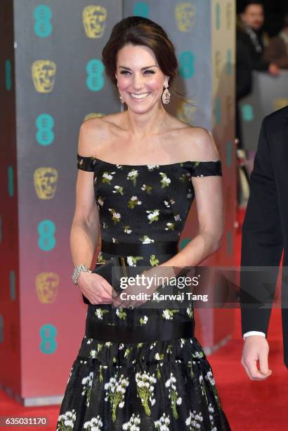 Catherine, Duchess of Cambridge attends the 70th EE British Academy Film Awards at the Royal Albert Hall on February 12, 2017 in London, England.