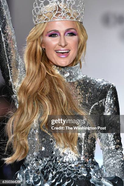 New York Paris Hilton models the finale dress in the Christian Cowan Fall/Winter '17 fashion show.