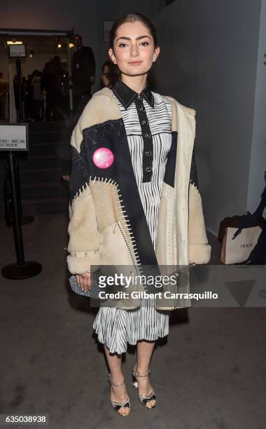 Actress Emily Robinson is seen arriving to Prabal Gurung collection during, New York Fashion Week: The Shows at Gallery 1, Skylight Clarkson Sq on...