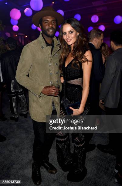 Musician Gary Clark Jr. And Model Nicole Trunfio attends the Warner Music Group GRAMMY Party at Milk Studios on February 12, 2017 in Hollywood,...