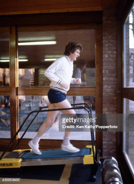Warwickshire and England bowler Bob Willis prepares for the winter tour to West Indies with a workout on the jogging machine in the Health Clinic run...