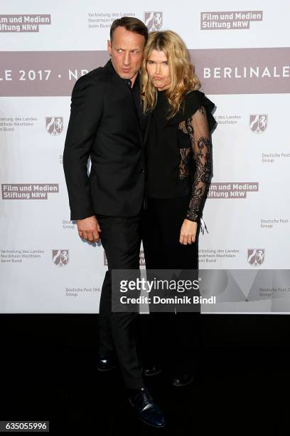 Wotan Wilke Moehring and Anke Engelke attend the NRW Reception at the Landesvertretung during the 67th Berlinale International Film Festival on...