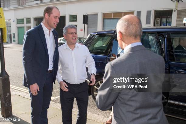 Prince Willaim, Duke of Cambridge poses with Sonny Joannou as he officially launched the Centrepoint Helpline in London on February 13, 2017 in...