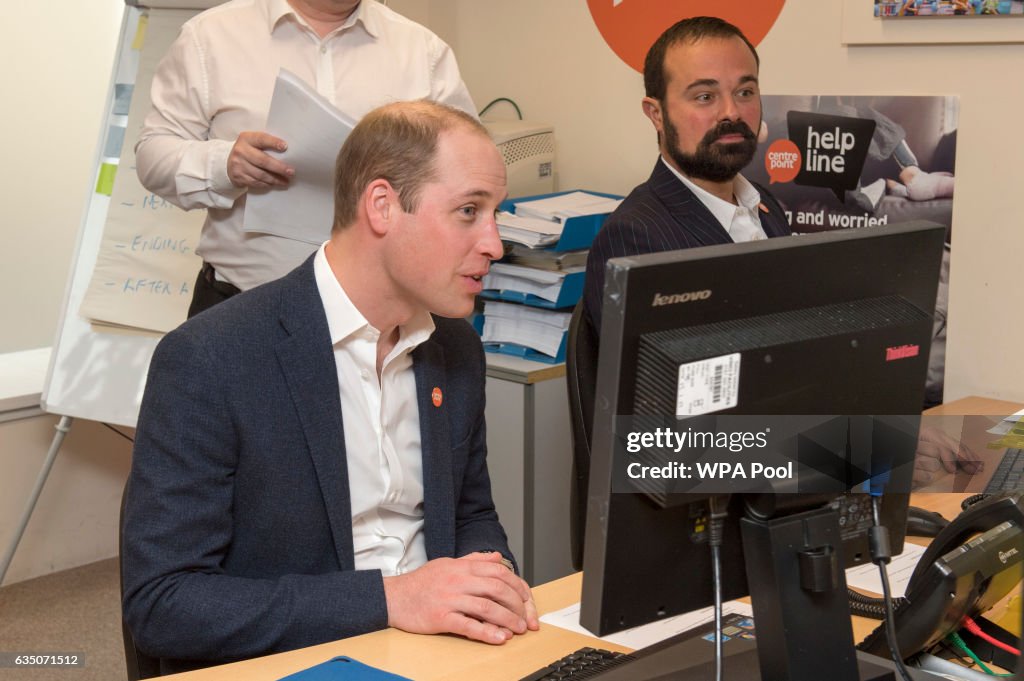 The Duke Of Cambridge Launches The Centrepoint Helpline