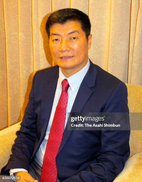 Tibetan Government In Exile Prime Minister Lobsang Sangay speaks during the Asahi Shimbun interview on February 11, 2017 in Tokyo, Japan.