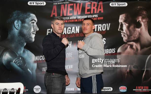 Liam Smith and Liam Williams at a press conference at the Liver Buildings to announce their fight in April on February 13, 2017 in Liverpool, England.