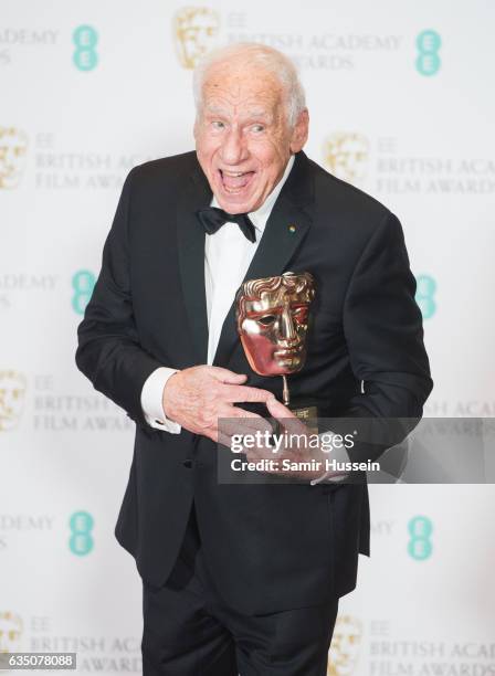 Mel Brooks with his BAFTA Fellowship award at the 70th EE British Academy Film Awards at Royal Albert Hall on February 12, 2017 in London, England.