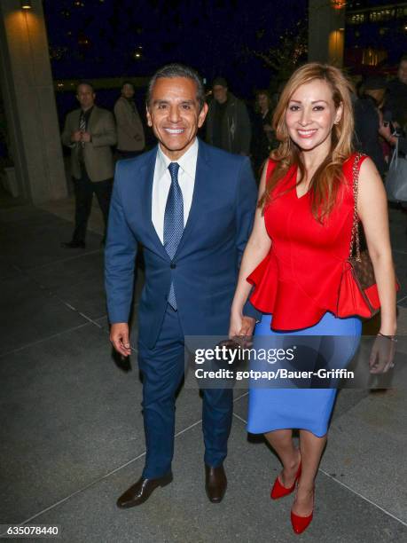 Antonio Villaraigosa and Patricia Govea are seen on February 12, 2017 in Los Angeles, California.