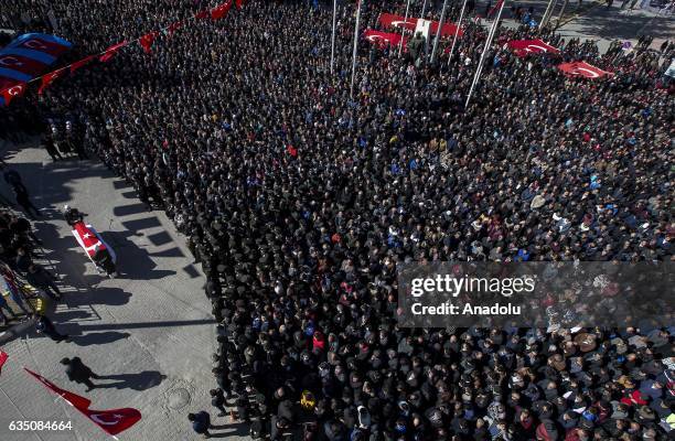 People take part in the funeral ceremony, held for Infantry Chief Sergeant Emin Gungor, martyred in Operation Euphrates Shield in Syria, in Acipayam...