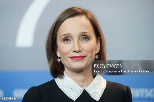 Actress Kristin Scott Thomas attends the 'The Party' press conference during the 67th Berlinale International Film Festival Berlin at Grand Hyatt...