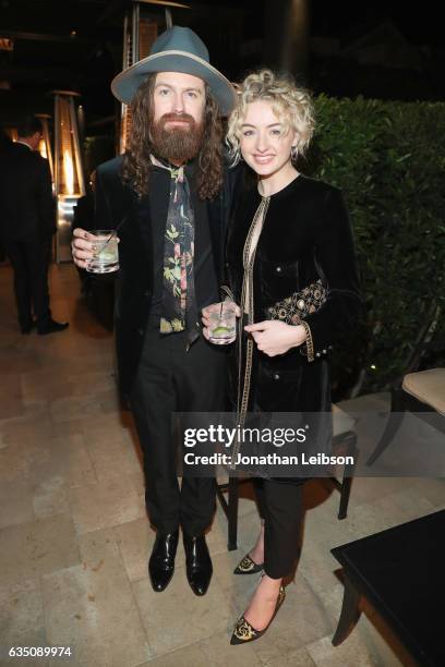 Musician Matthan Minster of Cage the Elephant and Catherine Moore attend the Sony Music Entertainment 2017 Post-Grammy Reception at Hotel Bel-Air on...