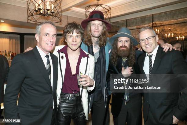 Chief Operating Officer of RCA Records Tom Corson, musicians Matt Shultz, Daniel Tichenor and Matthan Minster of Cage the Elephant and CEO of RCA...