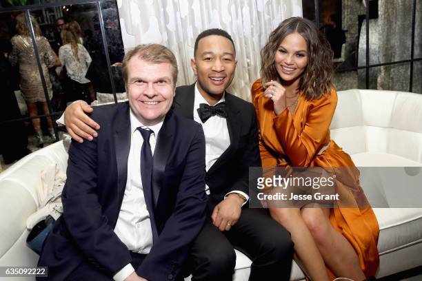 Of Sony Music Entertainment Rob Stringer, recording artist John Legend and model Chrissy Teigen attend the Sony Music Entertainment 2017 Post-Grammy...